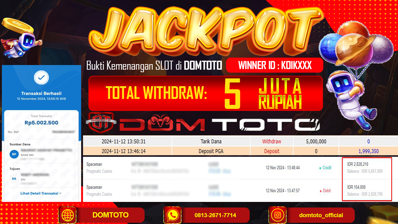 JACKPOT SPACEMAN 12 NOVEMBER 2024